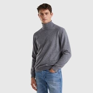 Frank & Oak Men’s Knit Sweater Wool Lighweight Soft High Neck Gray Minimalis M